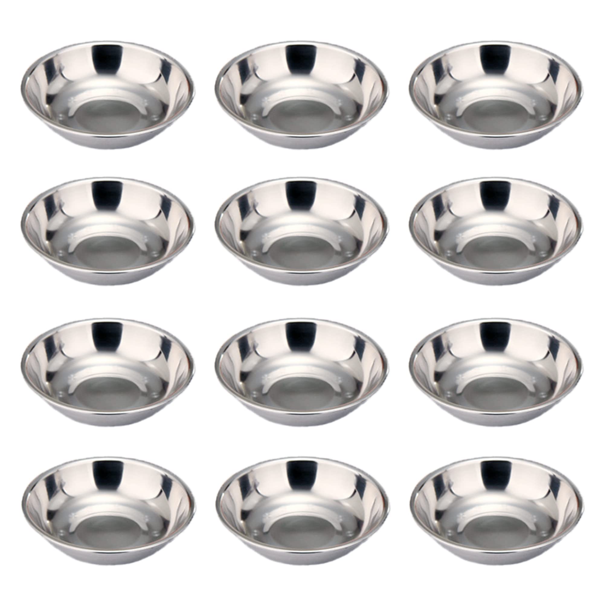 duoyif 12 Pieces Mini Sauce Bowl, Mini Stainless Steel Saucers, Small Spice Bowls, Tapas Bowls, Seasoning Bowl, Small Round Bowl for Sauces, Snacks, Appetizers, Sushi, Spices, 8 × 1.5 cm