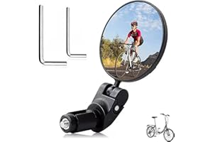 Handlebar Bike Mirror,Bike Mirror Handlebar End Side Mount,HD Safety Rear View Mirrors,Convex Mirror with 360 Degrees Rotatio