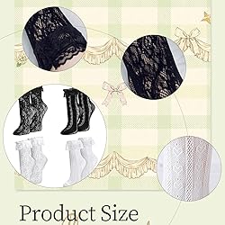 MKYSZLT Womens White Lace Socks Black Ruffled
