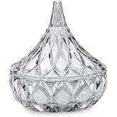 Godinger Hershey Kiss Shaped Candy Dish, Crystal Glass Chocolate Jar Bowl | Crystal Candy Dish with Lid, Halloween Candy Jar Bowl, Hershey Holiday Gift, Living Room Decor Peice For House
