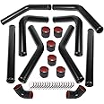 8PCS Universal 2.5 Inch Aluminum Intercooler Piping U-Pipe Black Kit & T-Bolt Clamps & Black Coupler (2.5 Inch)