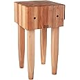 John Boos PCA1 Maple Wood End Grain Solid Butcher Block with Side Knife Slot, 18 Inches x 18 Inches x 10 Inch Top, 34 Inches Tall, Natural Maple Legs