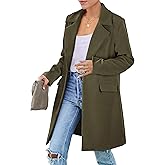 PRETTYGARDEN Women's 2026 Spring Fall Long Blazer Jackets Long Sleeve Lapel Pockets Loose Fit Work Casual Blazers Outerwear