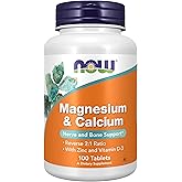 NOW Supplements, Magnesium & Calcium, With Zinc and Vitamin D-3, Nerve and Bone Support*, 100 Tablets