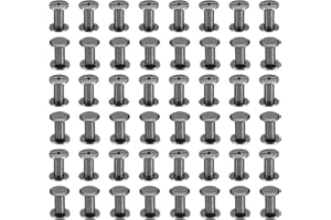 PATIKIL 50 Sets Chicago Screws, M5x10mm Chicago Screws Phillips Binding Post Screw Bolts Leather Rivets Fasteners Connectors Steel for Leather Belt Scrapbook Photo Albums, Black
