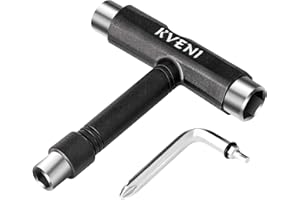 KVENI Skate Tool All-in-One, Multi-Function Portable Skateboard T Tools Accessory - with T-Type Allen Key and L-Type Phillips Head Wrench Screwdriver