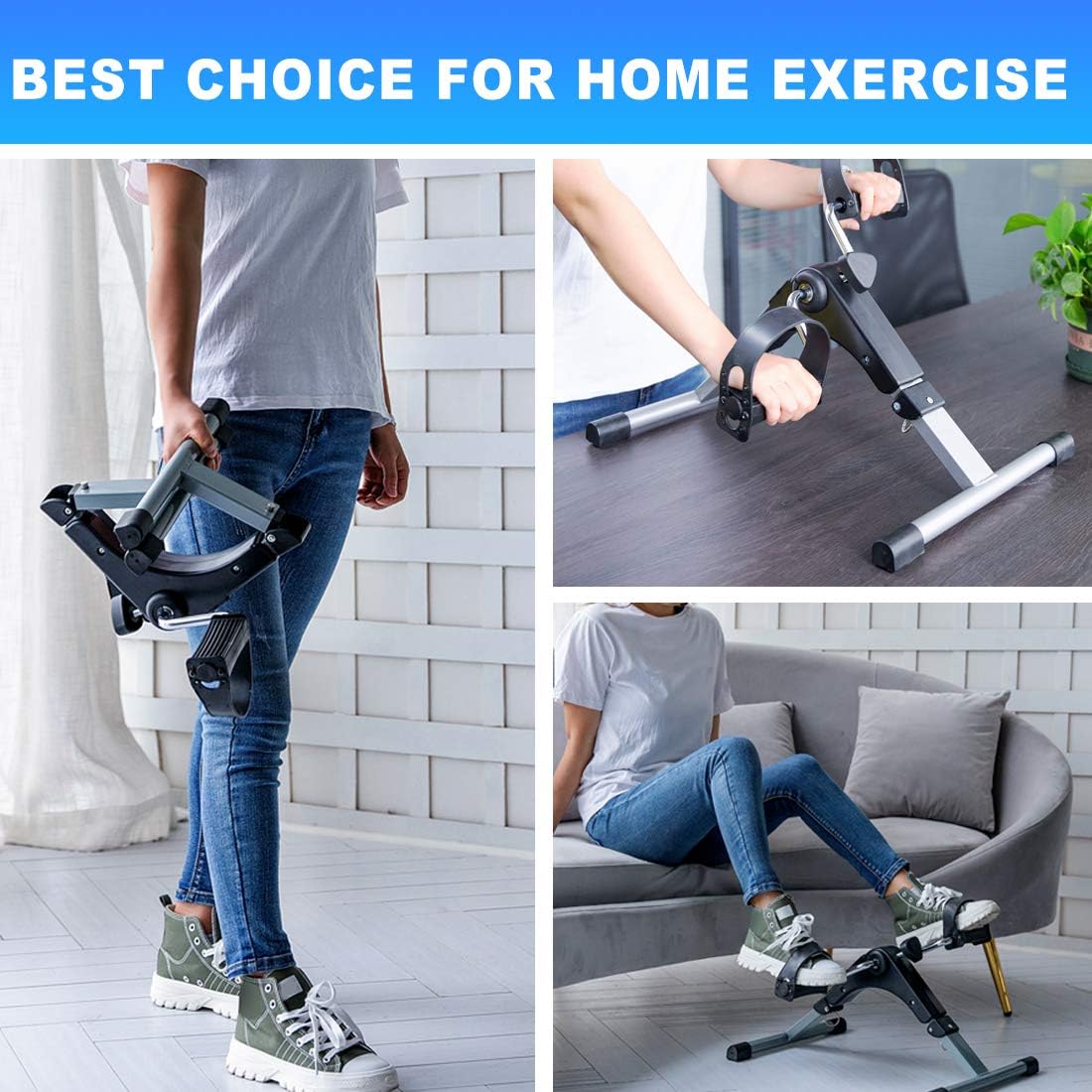 TABEKE Pedal Exerciser, Sitting Pedal Exerciser for Arm/Leg Workout, Portable Bike Pedal Exerciser with LCD Display: Health & Personal Care