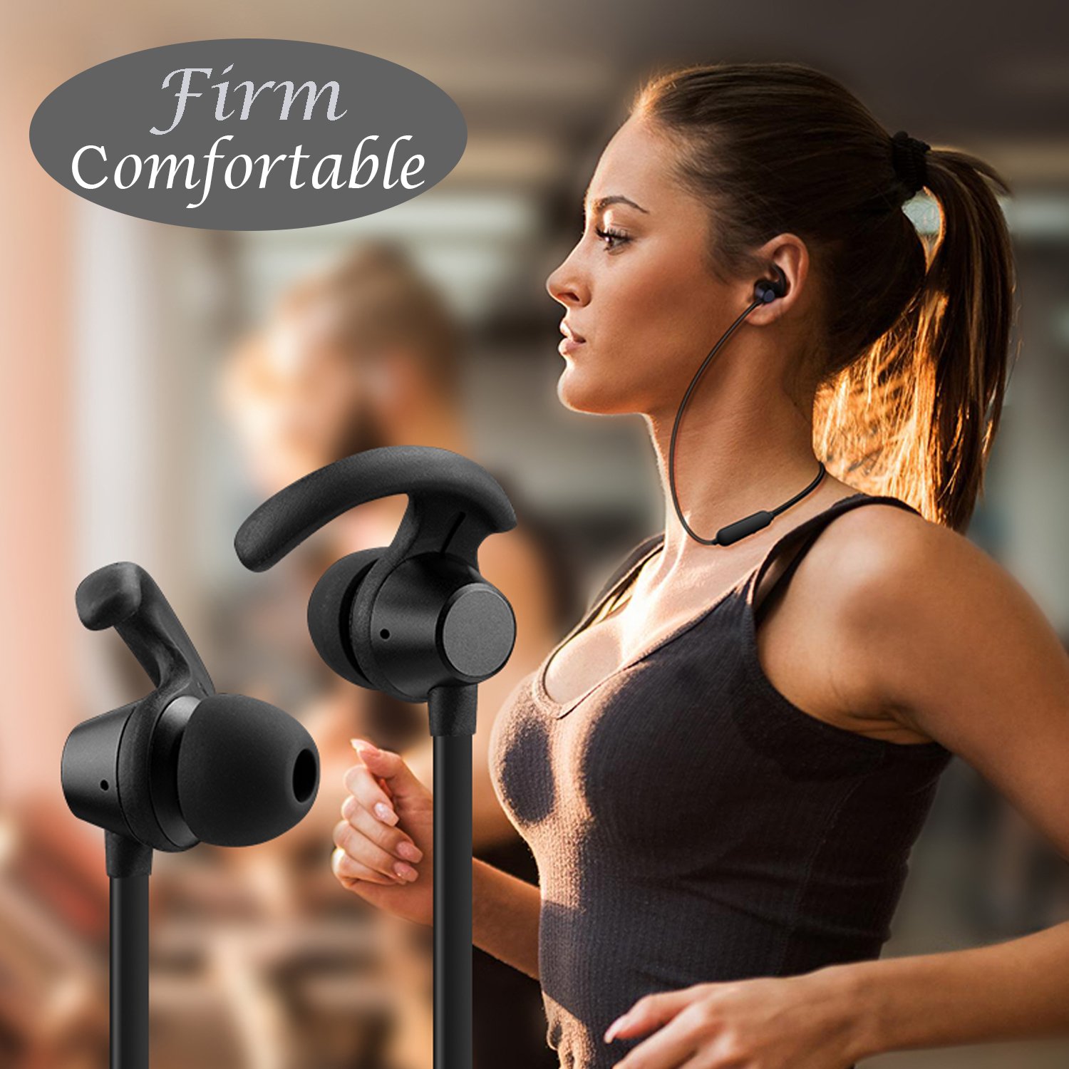 LJLB S39 Cordless Bluetooth Headphones In-Ear Neckband Headset with IPX5 Waterproof and Sweatproof Magnetic Earbuds for Running, The Best Sports Wireless Earphones w/Mic 10 Hours Playtime