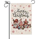 Merry Christmas Garden Flag Gnomes Snowflake Double Sided Flag 12.5x18 Inch Seasonal Winter Xmas Holiday Yard Lawn Outdoor Decorations