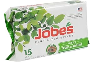 Jobe’s Tree Fertilizer Spikes, 16-4-4 Time Release Fertilizer for All Shrubs & Trees, 15 Spikes per Package