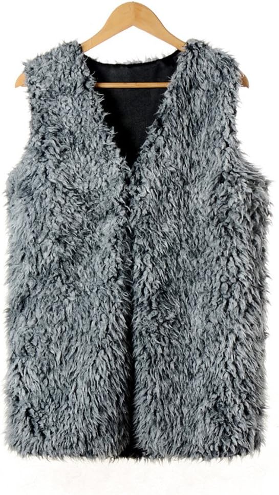 Dikoaina Medium Length Front Open Shearling Sherpa Faux Fur Vest