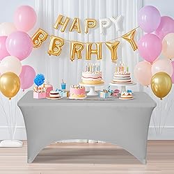 2 Pack 4 Feet Grey Spandex Tablecloth for