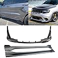 skkyoro Body Kits for Jeep Grand Cherokee SRT/Trackhawk 2017-2021 V4 Style Front Bumper Lip Splitter + Side Skirt Extension Lip Panels Splitte (Matte Black)