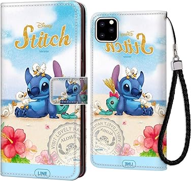 Amazon Com Disney Collection Wallet Case Compatible For Iphone 11 19 6 1in Lilo And Stitch Wallpaper Popular Electronics
