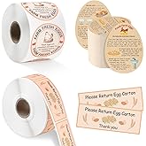 MOMOTONX Fresh Farm Egg Packaging Set – Includes 500 Farm Fresh Eggs Carton Labels, 500 Please Return Carton Labels Stickers, 200 Double-Sided Egg Handling Instruction Cards