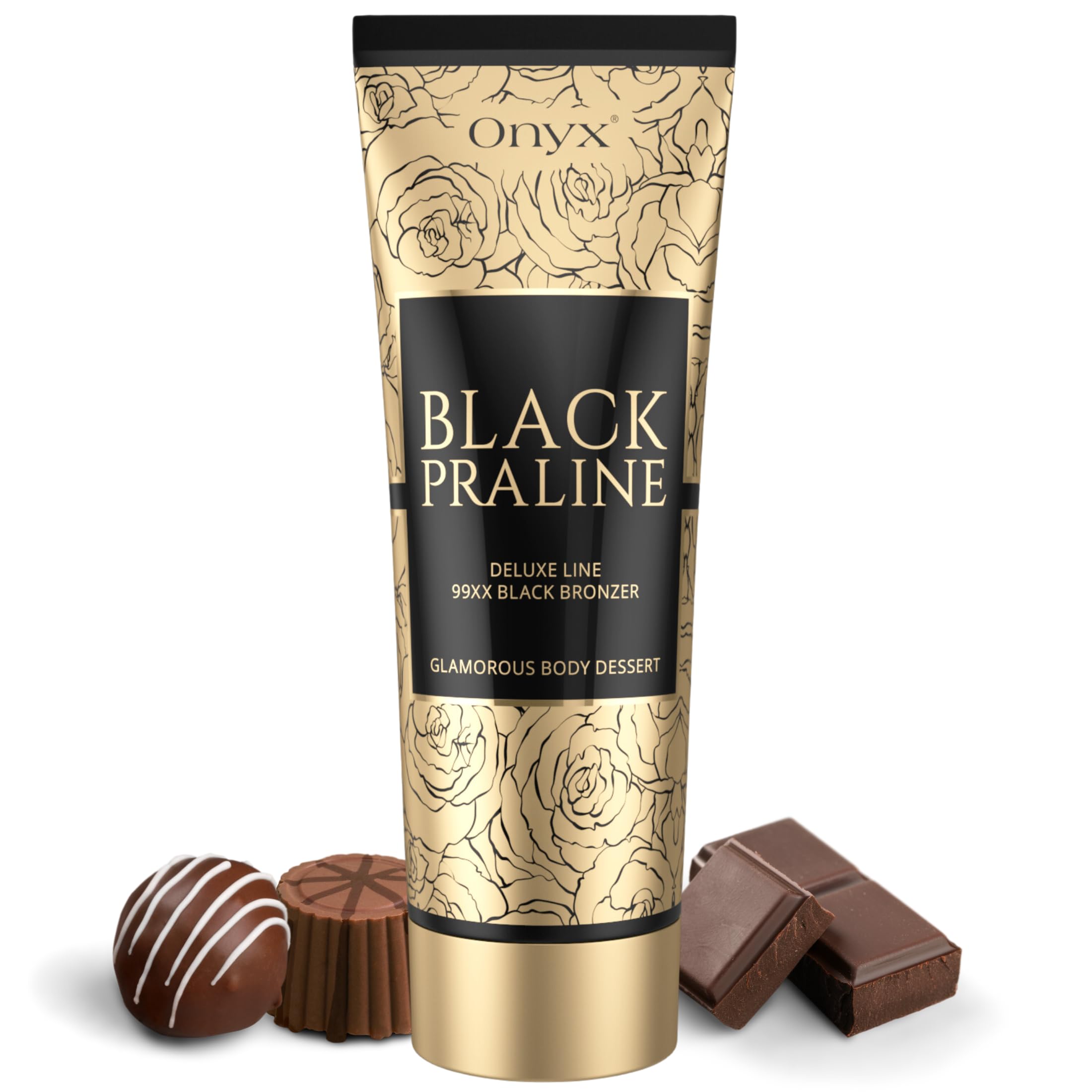 Onyx Black Praline Bronzing Cream - Deep Dark Bronzing for a Long-Lasting Even Tan with Streak-Free Finish, Indoor Sunbed Use | 200 ml