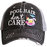 KATYDID Pool Hair Don't Care Baseball Hat - Trucker Hat for Women - Stylish Cute Ball Cap
