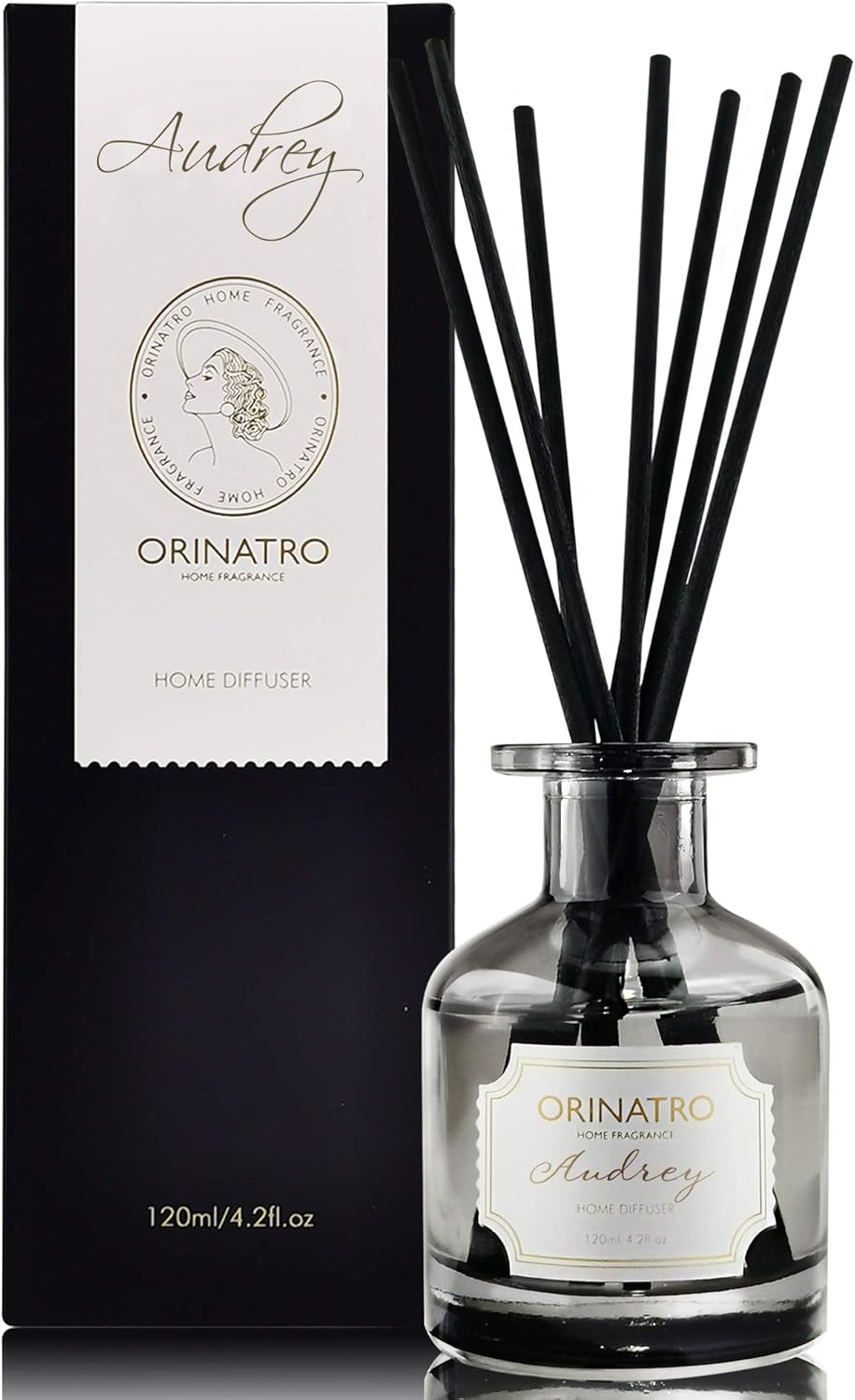 Reed Diffuser Set | ORINATRO Rose & Sandalwood Natural Fragrance Oil Diffuser | Scented Sticks & Aromatherapy Diffuser Reeds | Aroma Reed Diffuser for Home Bathroom Office Air Freshener, 4.2 fl.oz