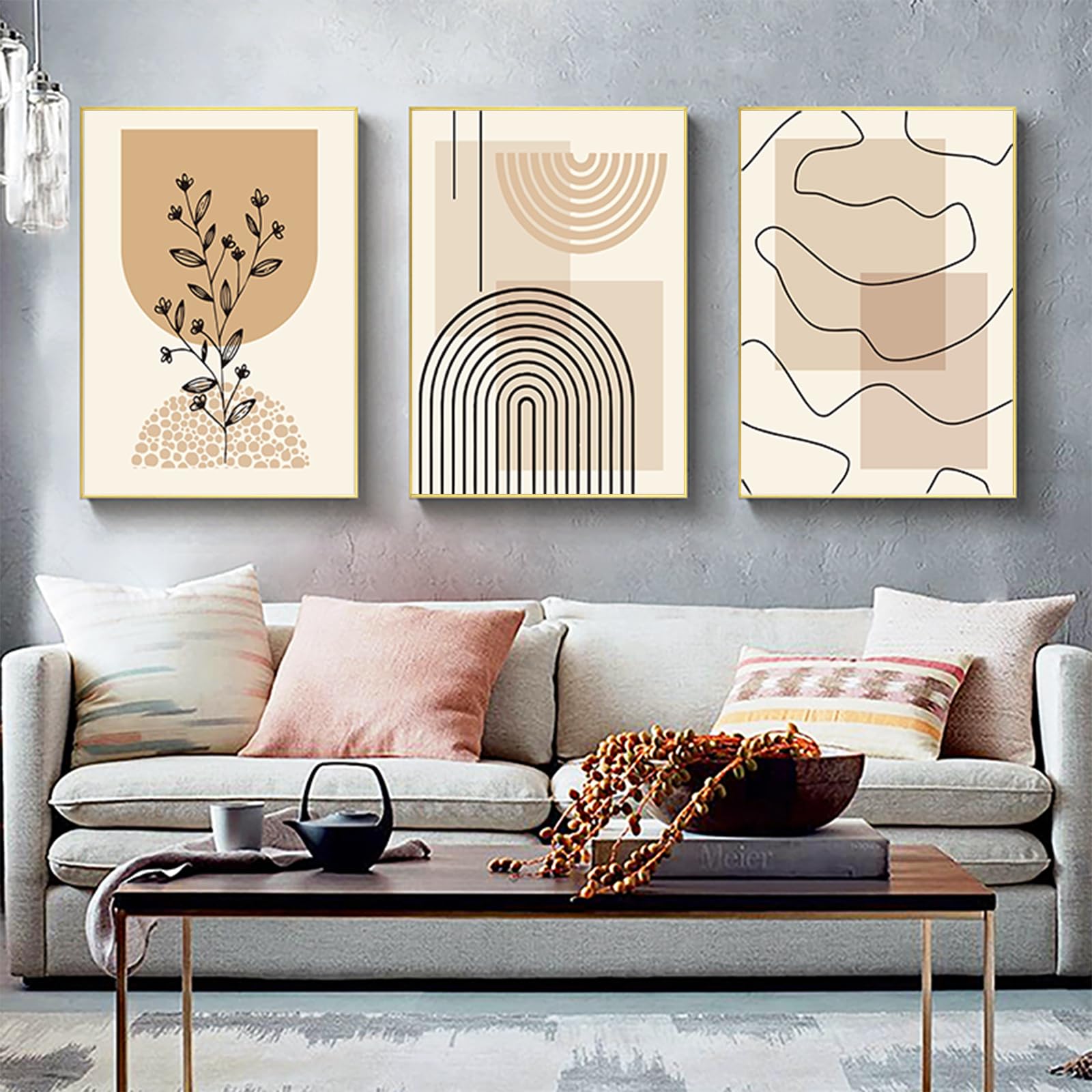 PYNVDD Canvas Poster, Modern Minimalist Abstract Wall Art, Bohemian Poster Set, Geometric Wall Decoration, No Frame (Picture-1.50 x 70 cm x 3)