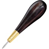 WUTA Leather Craft Diamond Awl Shape Stitching Awl Ebony Blackwood Handle Sewing Awl Kits Handmade Sewing Tools DIY Stitcher Taper,4mm 1pcs