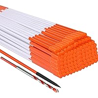 Driveway Markers 48 inch 50pcs, 5/16” Dia Snow Stakes with Reflective Tape, Orange Fiberglass Safety Driveway Reflectors with