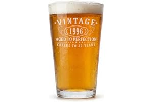 Vintage 1996 Etched 16oz Pint Glass – Happy 30th Birthday Gifts for Men Women, Cheers to Turning 30 Year Old Man Decoration D