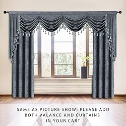 ELKCA Grey Chenille Swag Waterfall Window Curtains