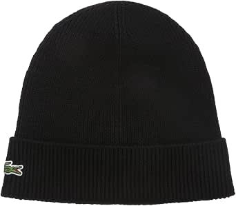 Lacoste Men's Rib Wool Beanie, Black 