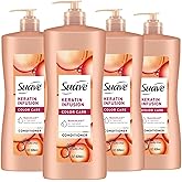 Suave Professionals Color Care Conditioner for Color-Treated and Frizzy Hair Keratin Infusion Hair Conditioner with 48-hour Frizz Control 28 oz, Pack of 4