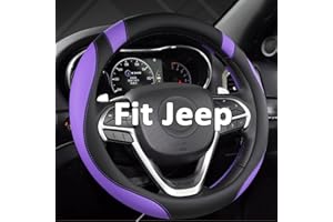 West Llama Customized Auto Car Steering Wheel Cover for Jeep Grand Cherokee,Wrangler,Compass,Gladiator,Cherokee 14.5-15 inches (Black+Purple-Standard Size)