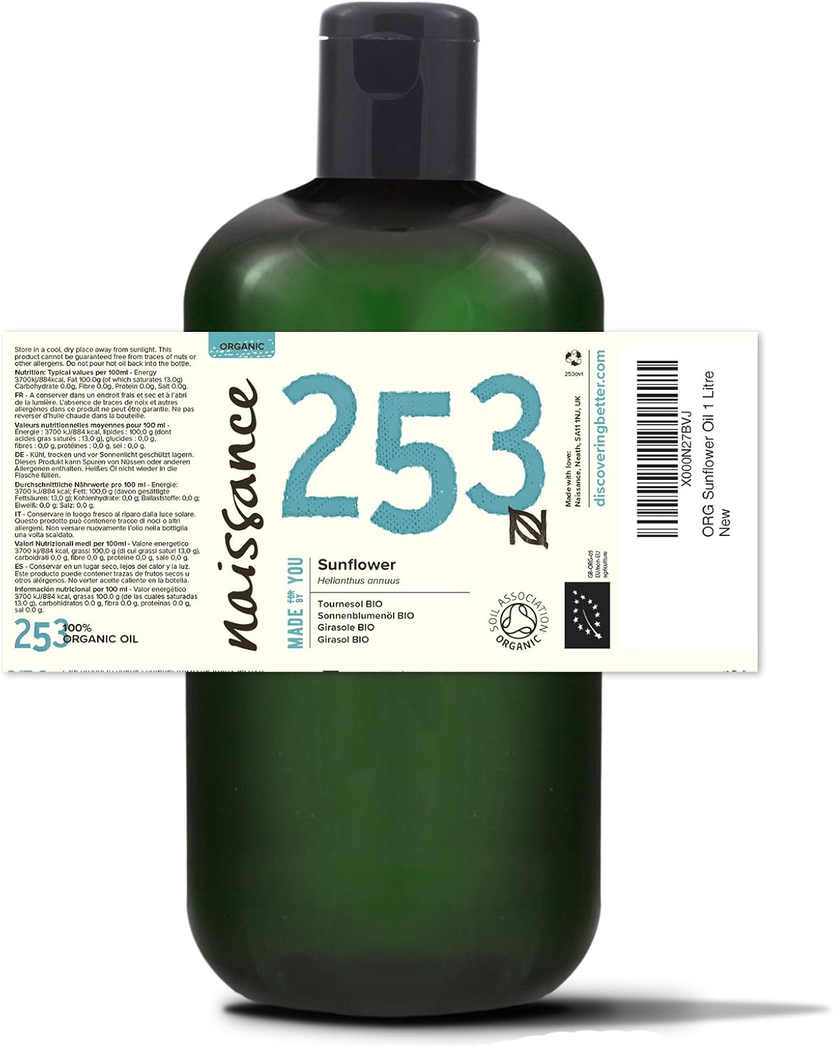 Naissance Organic Sunflower Oil (No. 253), 900ml, Certified Organic and Vegan - Image 3