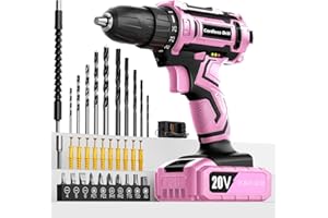 VIWKO 20V Cordless Drill, Pink Drill Set for Women, Lightweight Electric Drill with Battery 2.0Ah and 42pcs Accessories, 2 Speed, LED, Power Drill for Home DIY and Garden Repair, Mother's Day Gift
