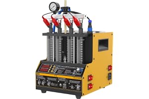 Fuel Injector Cleaner Tester, 4 Cylinder & 2L Ultrasonic Injector Cleaner and Tester Machine with Cleaning Fluid Heating, 5 Adapters, 9 Testing Functions for Automotive & Motorcycle, 110V/220V, CT160