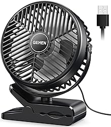 GEHEN Clip-On Fan with Sturdy Clamp, USB-Powered