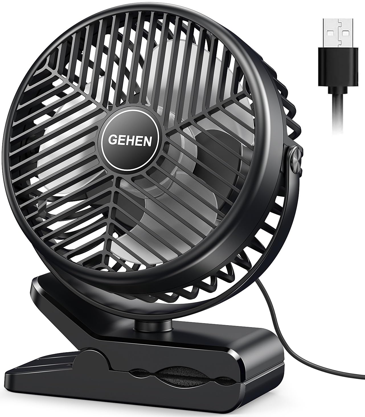 GEHEN Clip-On Fan with Sturdy Clamp, USB-Powered