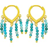 Natural Neon Apatite Beads Heart Hoop Earring, Gemstone Faceted Beads Earrings for Women Gold Plated Handmade Jewelry, Gift For Her, Valentine Day Gift