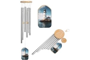 Light House Ocean Wind Chimes Hanging Metal Wind Chime Outdoors Aluminium Memorial Windchimes Deep Tone Garden Patio Balcony 