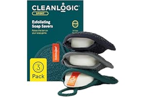 Cleanlogic Men Exfoliating Soap Saver, Sport Exfoliator Scrubber Pouch, Ideal for Post-Workout Cleanse, Daily Skincare Tool for Smooth Clean Skin, 3 Count Value Pack