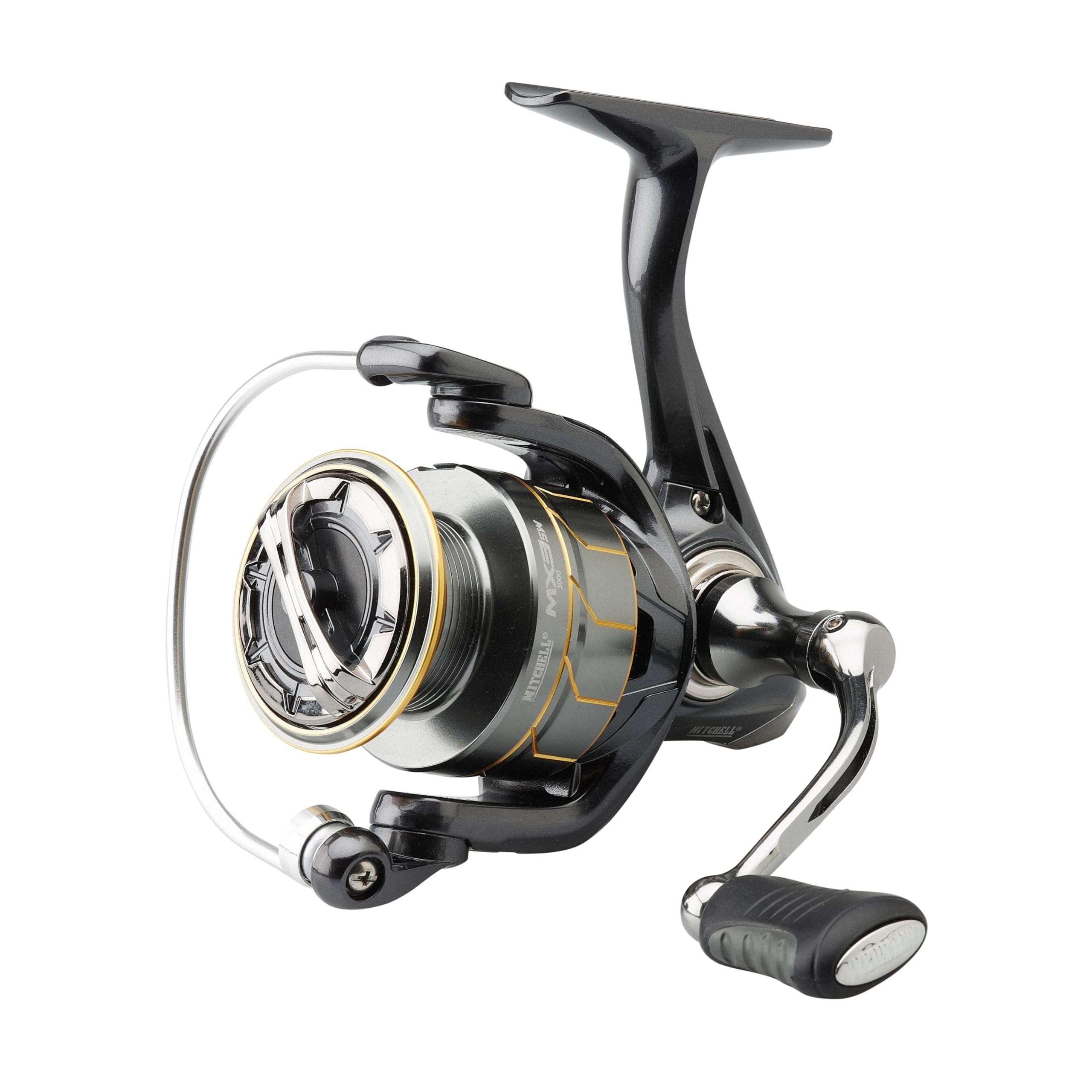 Mitchell MX3SW Spinning Reel, Fishing Reel, Spinning Reels, Sea - Inshore/Nearshore Fishing, The Ideal Sea Fishing Reel for a Wide Range of Applications, Unisex, Silver and Gold, 2000