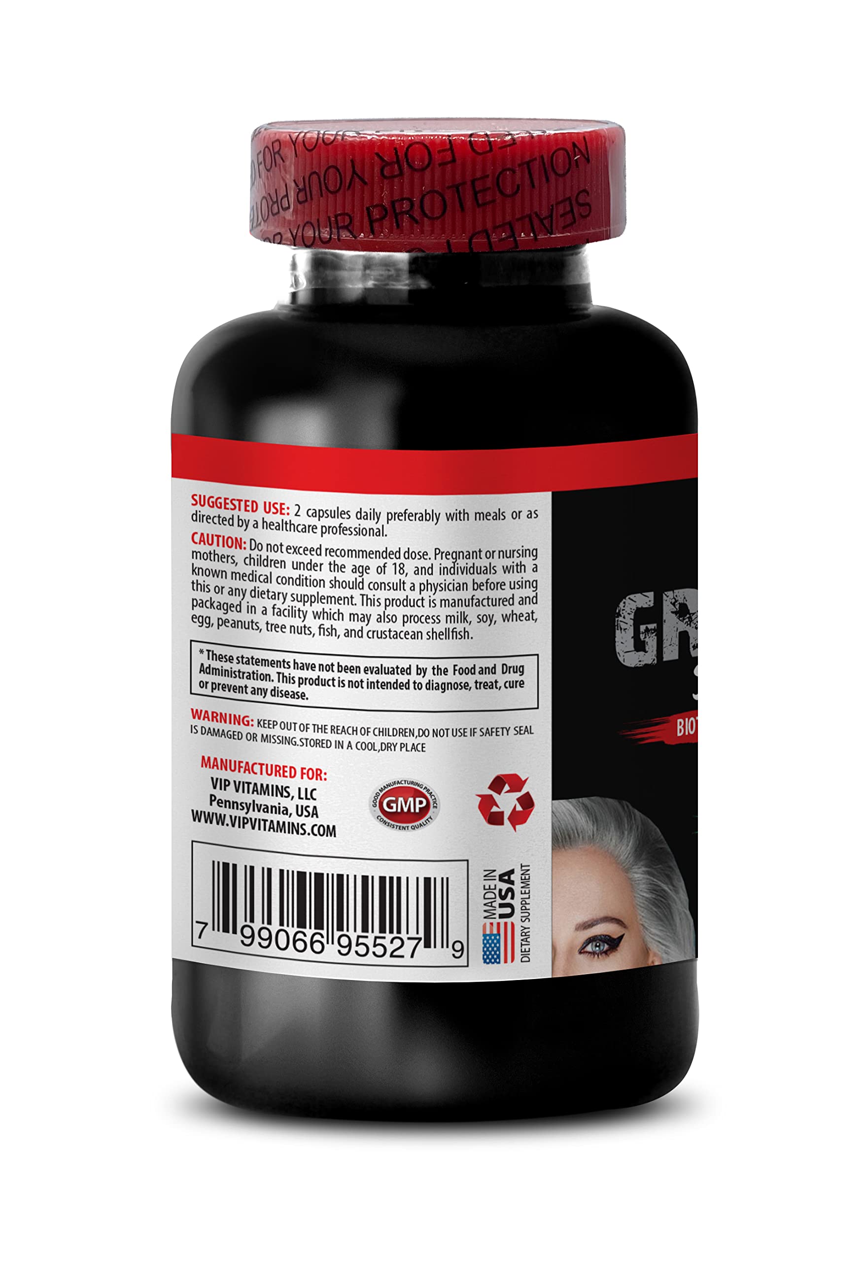 Hair Loss for Men - Gray Hair Reverse Complex - Natural Solution - Powerful Results, zinc Hair Vitamins, biotin Supplement, paba, biotin Supplements for Hair and Nails, Gray Hair Vitamins, 1B 60 Caps - Image 3