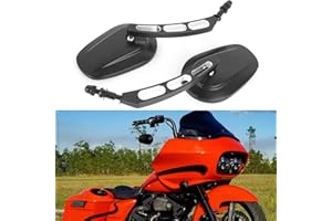 RICH CHOICES 8mm Black Motorcycle Rearview Side Mirror Hollow styling Compatible with Harley Street Glide Road King Dyn Softail Bobber Cruiser Custom MT