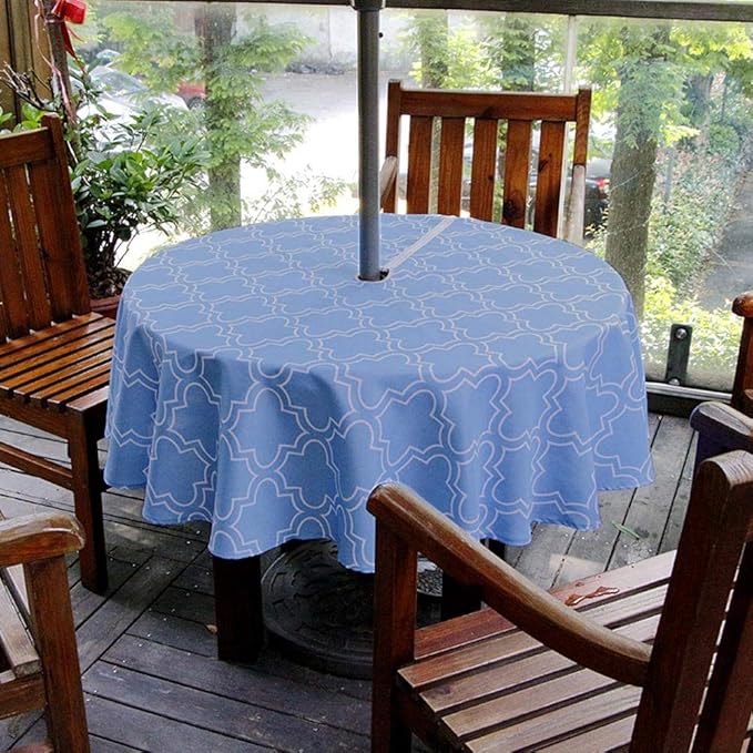 Round Outdoor Waterproof Tablecloth Hallmarked in The Middle, Suitable