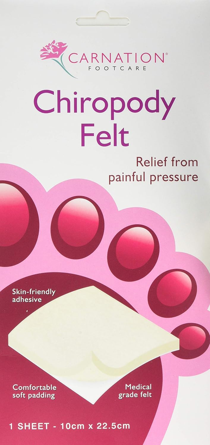 CARNATION, Carnation Chiropody Felt Adhesive Large,Carnation Chirop Felt Lg 10x22,hypoallergenic Adhesive Formulated for Sensitive Skin