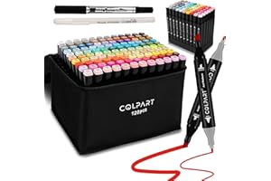 colpart 120 Colors Alcohol Markers Set Dual Tip Art Markers for Kids Marker Pens with Pen Holder and Case for Adult Painting Supplies Perfect for Painting, Coloring Book, Sketching and Drawing
