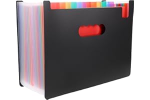 COHEALI Rainbow Accordion File Organizer A4 Multi-Layer Expanding Document Folder Portable Black File
