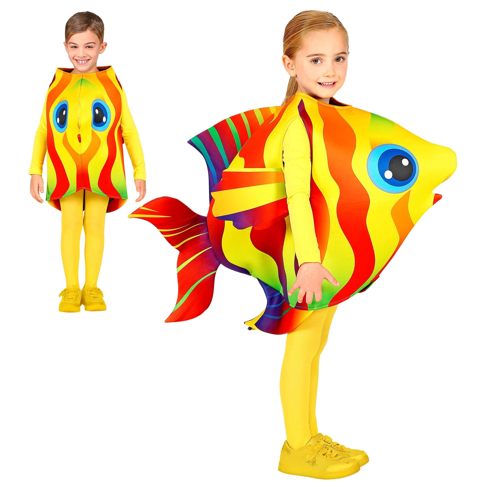 W WIDMANN MILANO Party Fashion - Tropical Fish Costume for Children Unisex, Marine World, Funnt, Carnival, Theme Parties, Multicolored, Size 116-128 cm / 4-7 Years