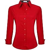 Alex Vando Womens Dress Shirts Wrinkle Free Regular Fit Long Sleeve Stretch Work Shirt