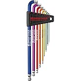 PB Swiss Tools 90-100° RainBow Key L-Wrench Set PB 2222.LH-10 RB CN | 100% Swiss Made | 9-Piece Allen Key Set, Size 1.5-10 mm
