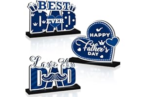 CUIXINCLT 3pcs Fathers Day Decorations Table Centerpiece Happy Fathers Day Wooden Table Decorations Best Dad Ever I Love Dad Wood Tiered Tray Decor Table Signs for Fathers Day Party Supplies Gift