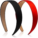 Dresyu Headbands for Women Girls Satin Headband 1.1 Inch Wide Head Bands for Women's Hair Non Slip Fashion Hairbands 2 Pack
